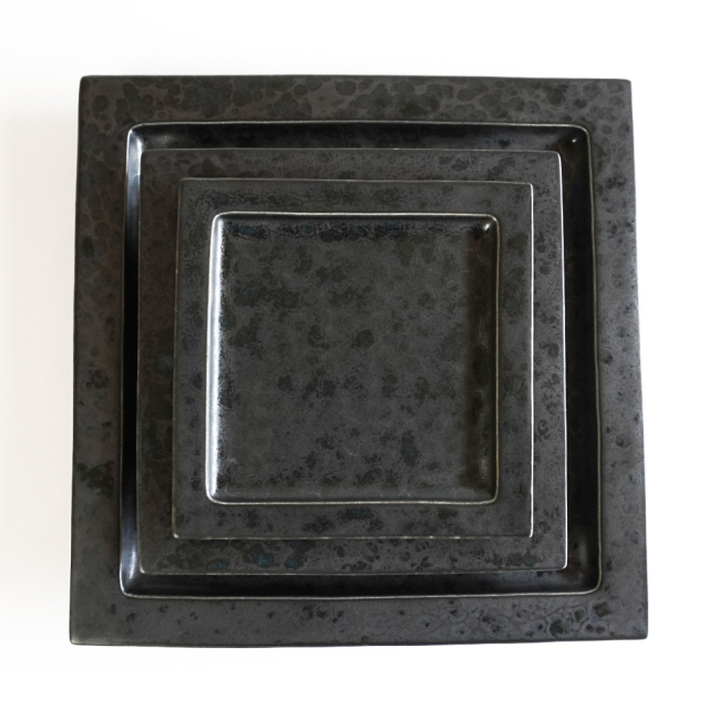 リム正角プレート 黒陶【3サイズ】（14cm-23.5cm）