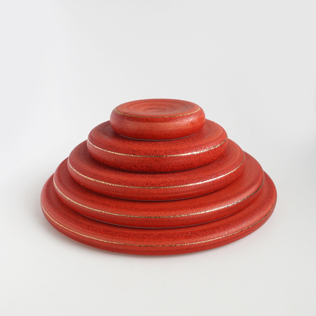 赤い円形プレート 5枚セット 直径約30cm 赤い形プレート 5枚セット 直径約30cm