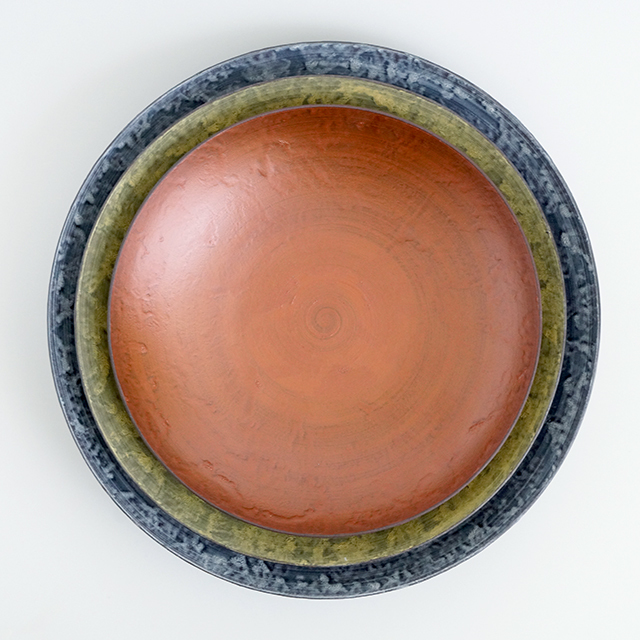 平ボウル 黒サビ絞り雲金 [3サイズ](21cm-27cm)