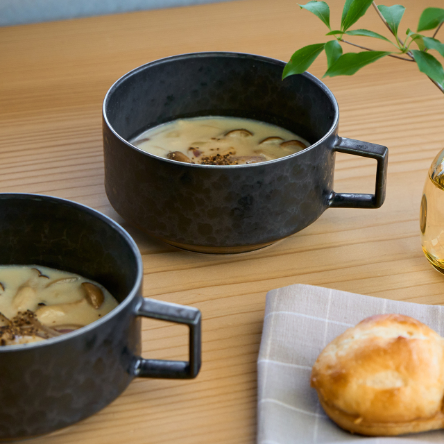 11.4cm スープカットボウル 黒陶/1枚