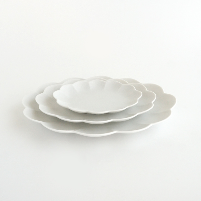 楕円菊割皿 スノー 3サイズ [14cm-25cm]