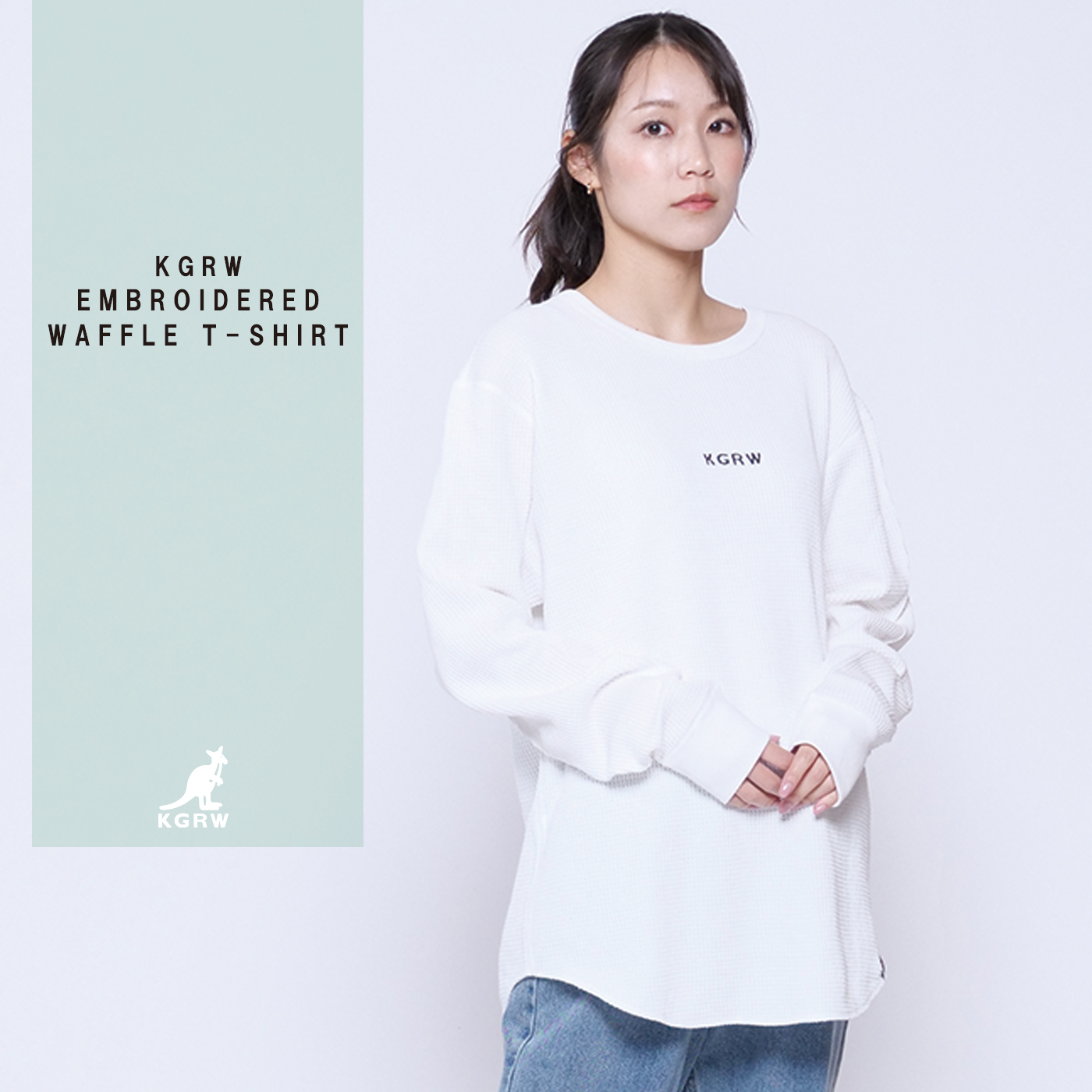 KGRW 刺繍ワッフル長袖Tシャツ