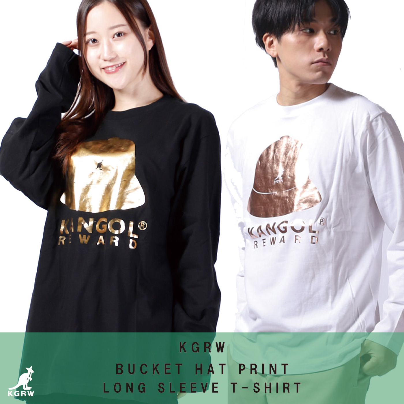 KANGOL REWARD ハットロゴ箔プリント長袖Tシャツ