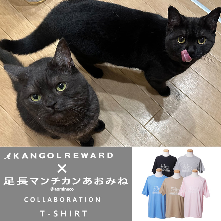 【完全受注生産】足長マンチカンあおみね×KANGOL REWARD コラボ企画！半袖Tシャツ