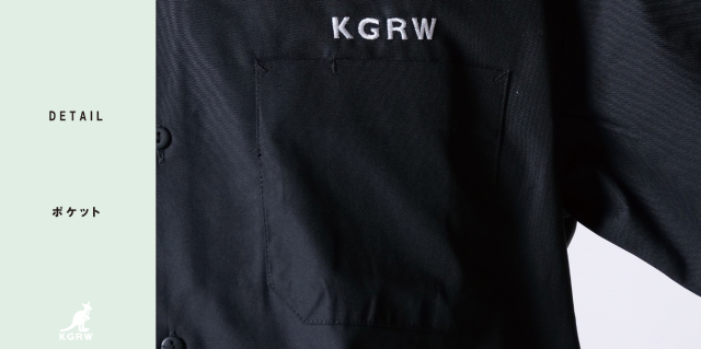 KGRWNEWSTANDARDロゴ刺繍オープンカラーシャツ