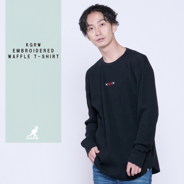 KGRW 刺繍ワッフル長袖Tシャツ