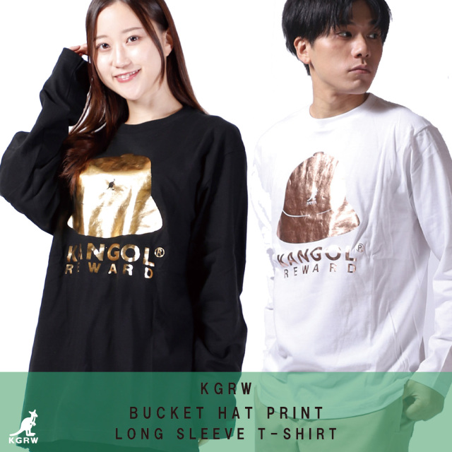 KANGOL REWARD ハットロゴ箔プリント長袖Tシャツ