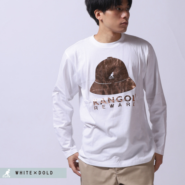 KANGOL REWARD ハットロゴ箔プリント長袖Tシャツ
