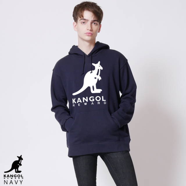 【関税込み】ロゴプリント カンガルーポケット フーディ KANGOL REWARD ロゴBIGプリントパーカー