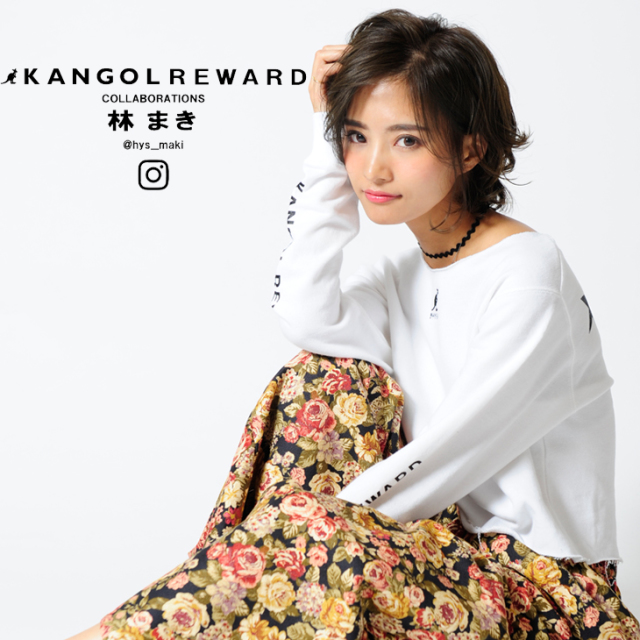 【完全受注生産】   林まき×KANGOL REWARD インフルエンサーコラボクロップドトレーナー