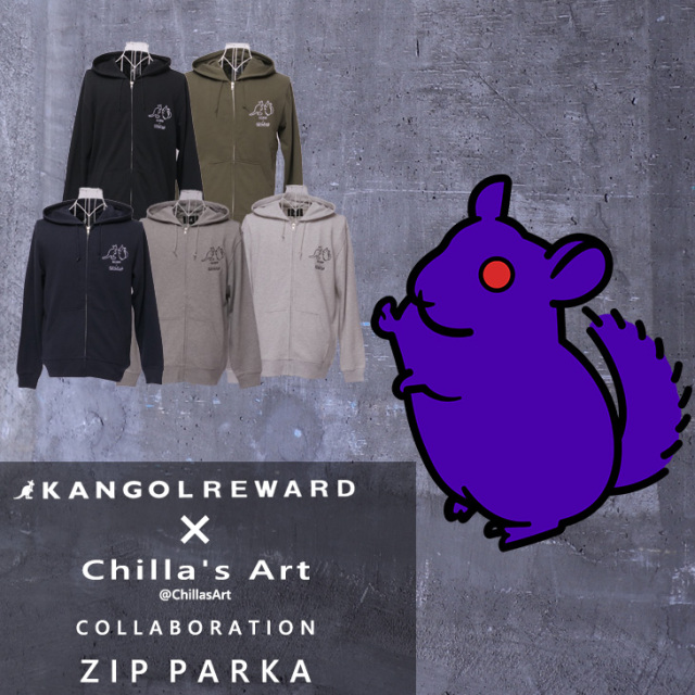 完全受注生産】Chilla's Art×KANGOL REWARDコラボ企画！ZIPパーカー