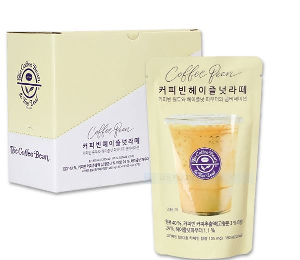 セット商品(coffeebean)ヘーゼルナッツラテ 190ml×10個　■韓国食品■2313