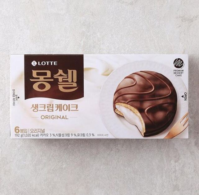 【LOTTE】モンセルクリームケーキ (オリジナル味) 192g■プレミアムクリーム 生クリーム チョコレート■韓国食品■1840
