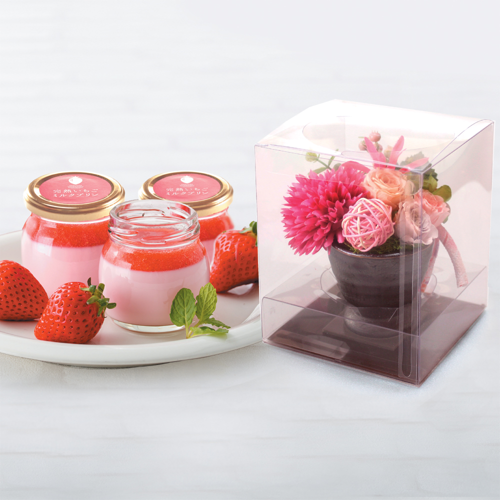 母の日,ギフト,いちごプリン,花