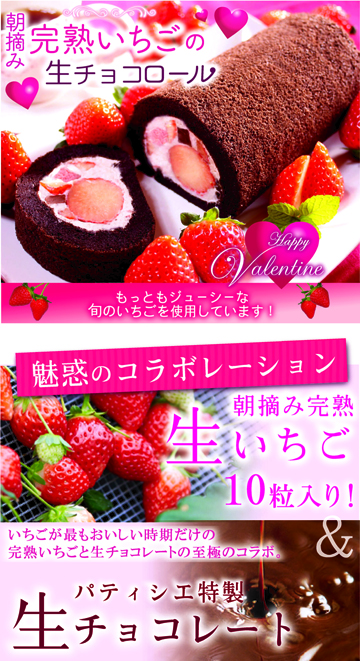 朝摘みいちご,完熟いちご,生チョコロール,いちごロール,バレンタイン
