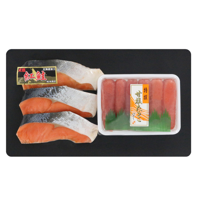 ★【送料550円(税込)※北海道・沖縄除く】甘塩たらこ＆鮭セット(さけ サケ)