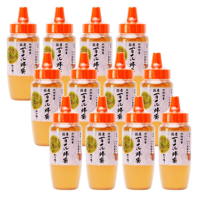 【国産蜂蜜】国産百花蜂蜜 500g×12本セット（とんがり容器）