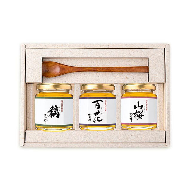 【蜂蜜ギフト】スプーン付国産蜂蜜3本セット（135g×3本）