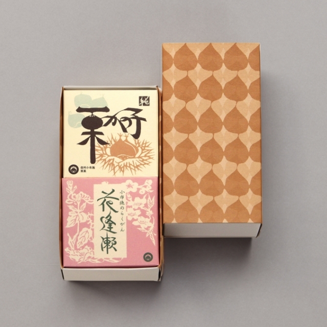 ひとくち栗かの子（80g）１＋花逢瀬小箱（６枚）１ スリーブ箱入・包装あり