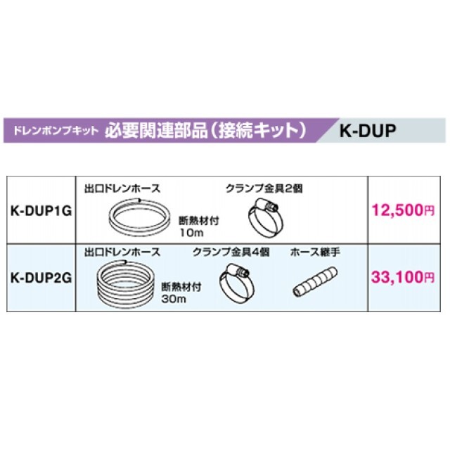 オーケー器材/ダイキン工業/接続キット/K-DUP1G/ドレンポンプキット用オプション/ドレンホースセット