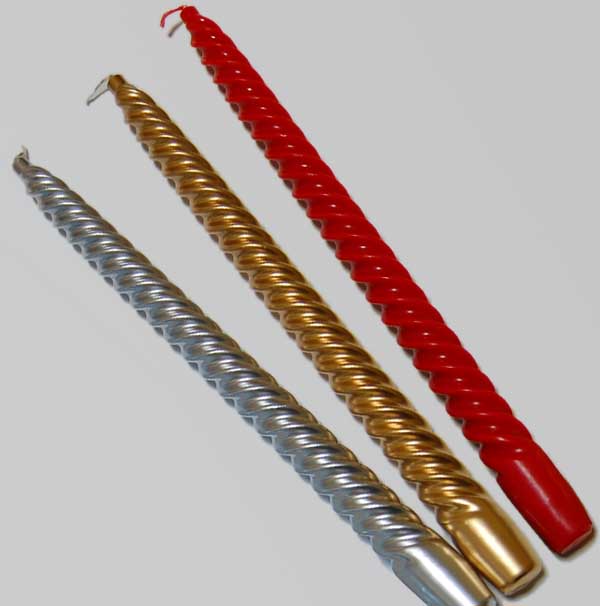 スパイラルキャンドル　12インチ　金・銀・赤