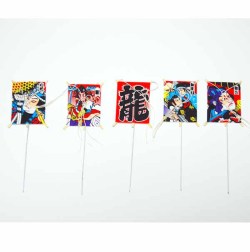 極小凧ステム付き5個入り・角凧