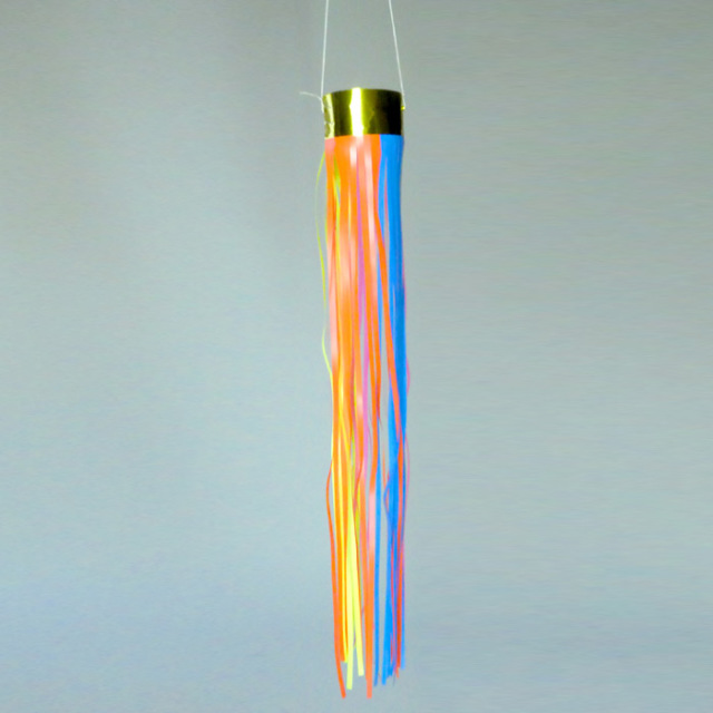 七夕 吹き流し(オレンジ) カラフルビニール豆吹流し 長さ45cm 七夕飾り