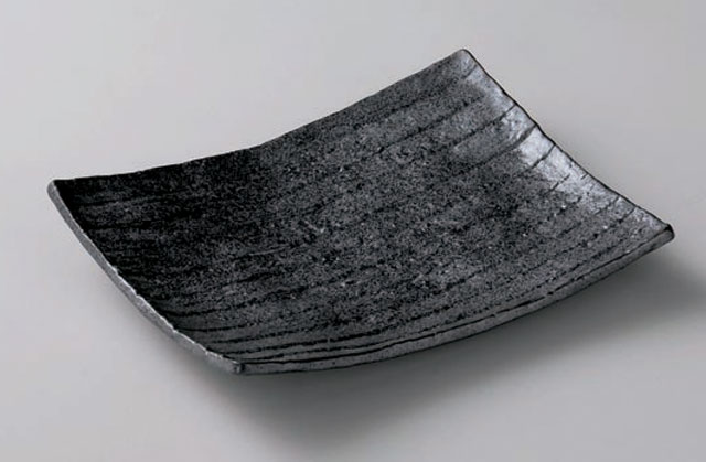 黒釉四つ足３５ｃｍ長角皿