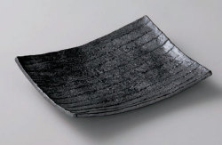 黒釉四つ足３５ｃｍ長角皿