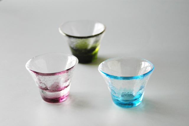 硝子ミニ珍味入反り丸 若水／浅紫／若草