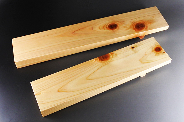 すし・創作料理に】檜GETAロングプレート 木製ゲタ皿 大45cm