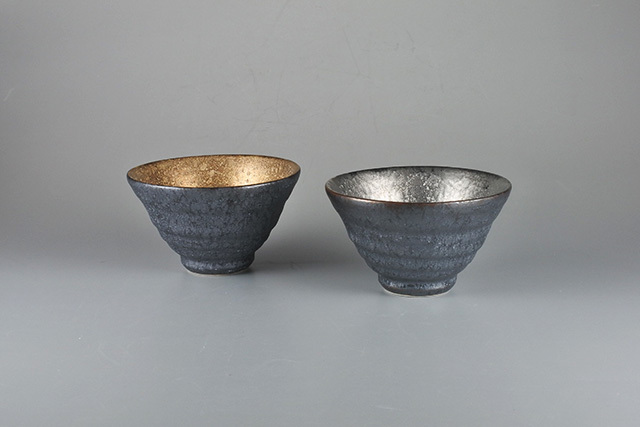 有田焼】晶反型小付 金彩／銀彩 直径8．6cm×高さ5．2cm