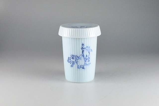 ふぐひれ酒カップ5個、竹製カバー5個、新品、未使用 青磁ひれ