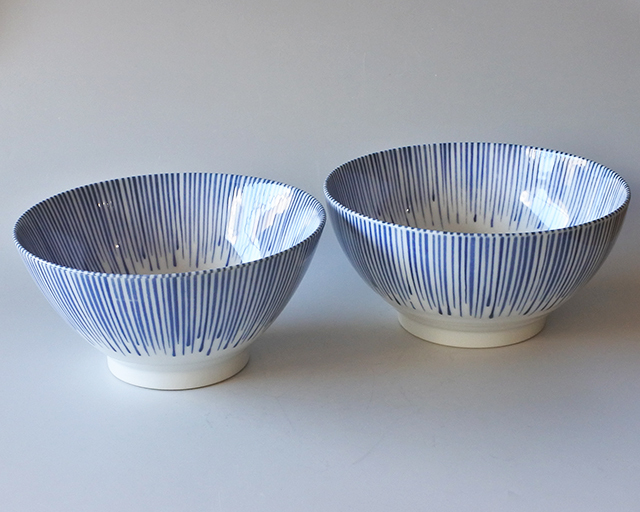 アミアミです。新品美濃焼　波唐草麺鉢普通サイズ　うどん・そば丼3枚セット 美濃焼】そばうどん 麺類に しずく十草丼 小直径17．5cm／大直径