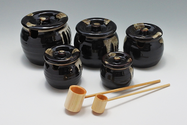 天目白流しツボカット付（2～5合） ／ 木製豆ひしゃく（小／中）