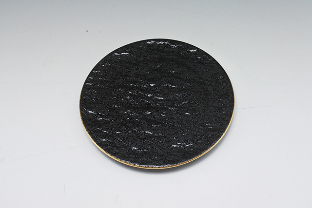 美濃焼】渕金 黒 岩肌丸皿 直径17／19／22／25cm