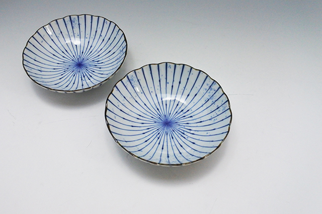 吹墨十草菊型5.5浅鉢