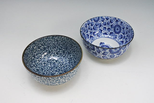 最高級 深川製磁 染付 菊唐草 小丼 どんぶり 鉢 5枚 箱