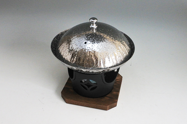 1人鍋・しゃぶしゃぶに】ステンレスあられ鍋 19cm アルミ製コンロ  