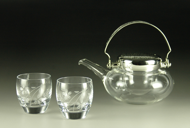 ガラス】地炉利 冷酒器セット ちろり1+盃2 箱入