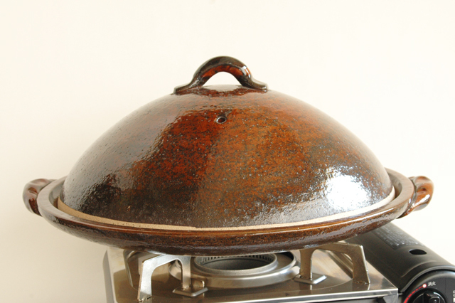 信楽焼】アメ釉 12号蓋付き陶板焼き 38×42×17cm 