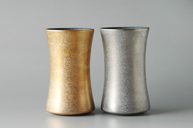 有田焼】金彩銀彩フリーカップ 径7．7cm×高さ13．3cm 330cc