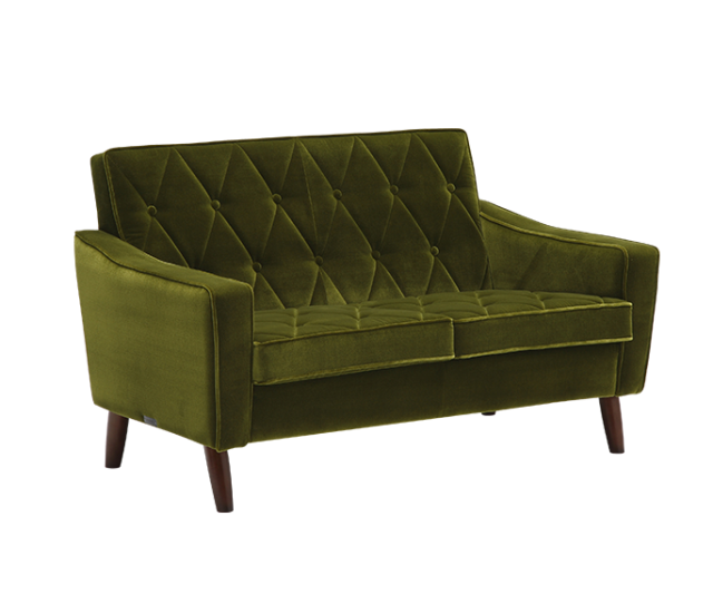 ロビーチェア　２シーター　モケットグリーン