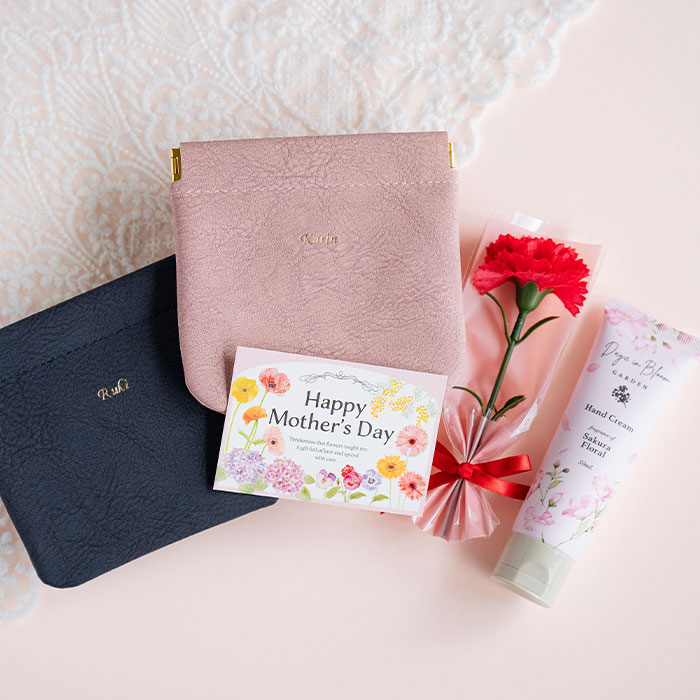 名入れ ミニポーチ ブェアリー & ハンドクリーム サクラフローラル 50mL セット HA[ソーシャルギフト対応]