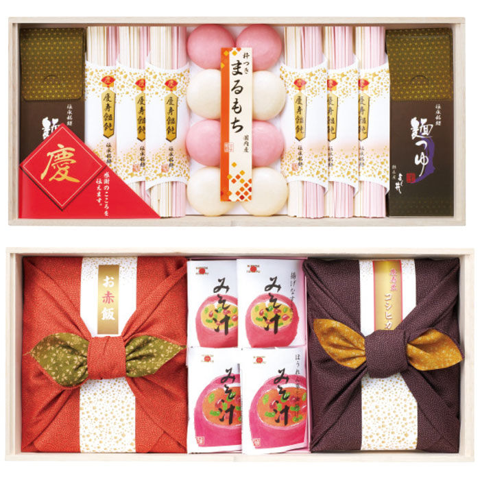 名入れ慶寿紅白米・味噌汁詰合せ 舞-80G