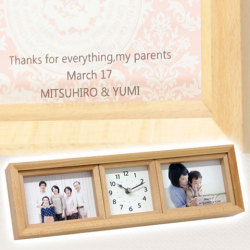 結婚式での両親や祖父母への贈り物に 名入れ時計 3連フォトフレームクロック 横型 名入れプレゼント専門店karin 結婚式での両親や祖父母への贈り物に 名入れ時計 3連フォトフレームクロック 横型 名入れプレゼント専門店karin