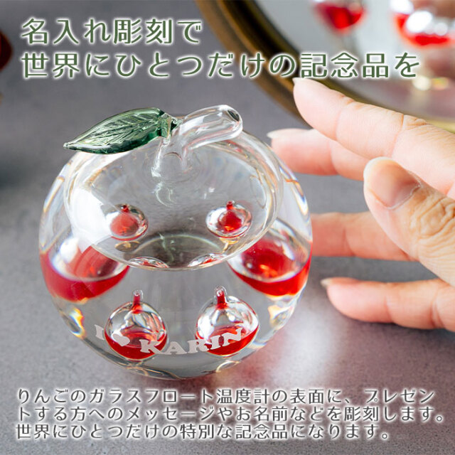誕生日プレゼントや退職祝いの贈り物に名入れ温度計 かわいい リンゴ