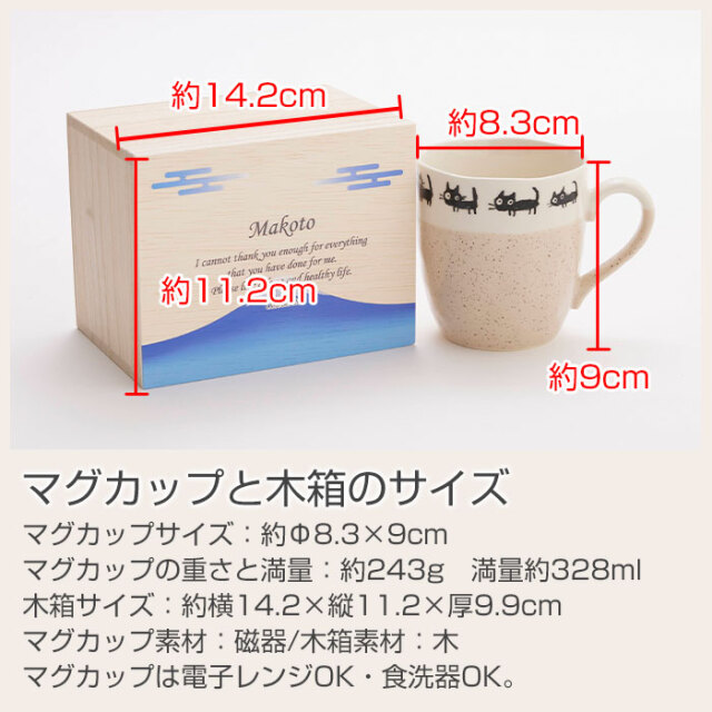 マグカップと木箱のサイズ