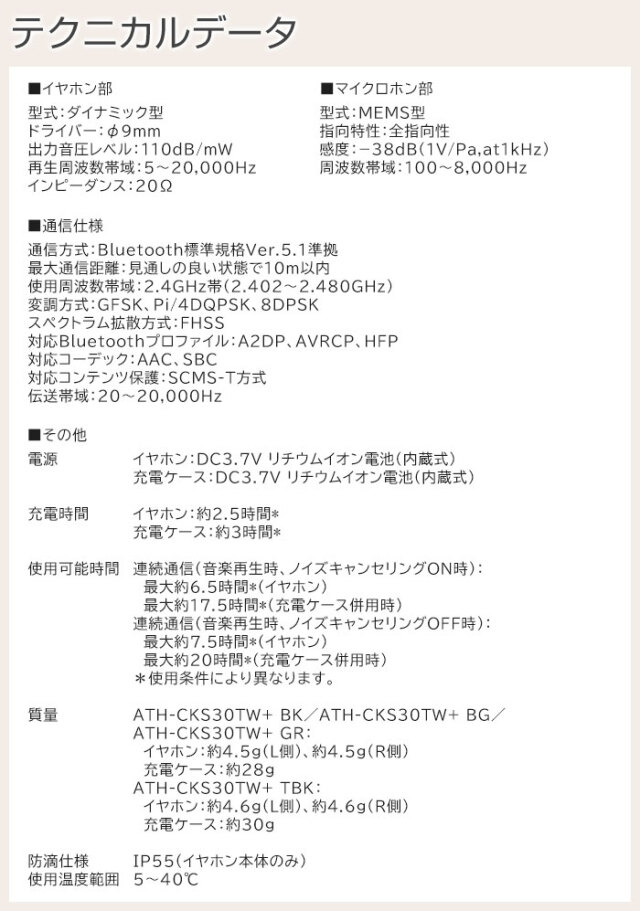 テクニカルデータ