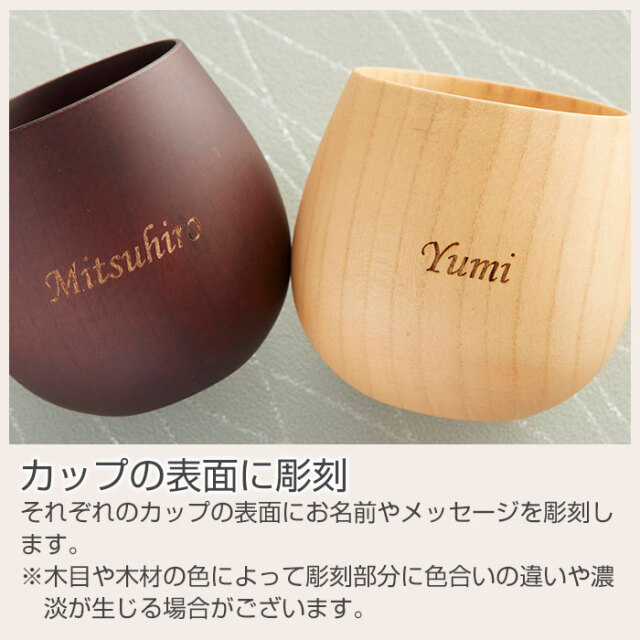 カップの表面に彫刻